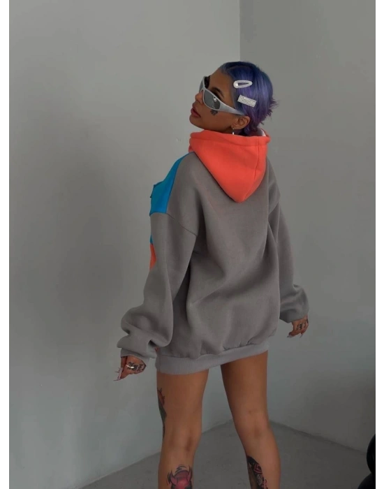 W Nakış İşlemeli Kapüşonlu weatshirt  avi