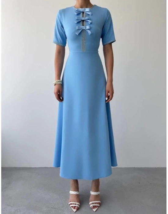 Wera Taşlı Fiyonk Detaylı Elbise