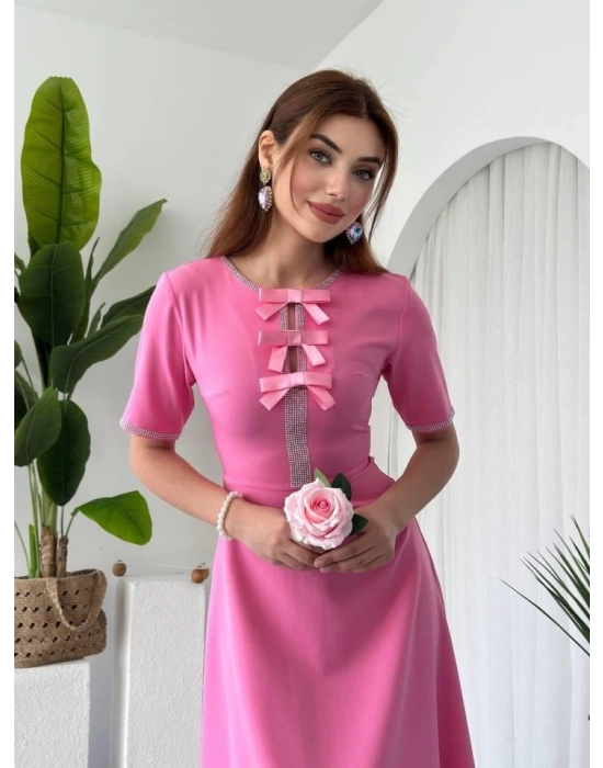 Wera Taşlı Fiyonk Detaylı Elbise