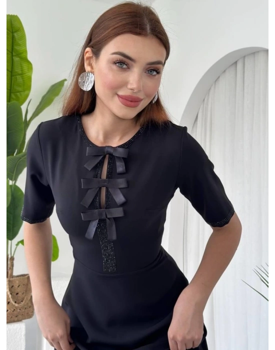 Wera Taşlı Fiyonk Detaylı Elbise