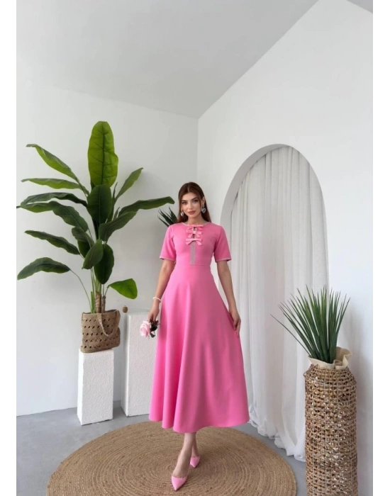 Wera Taşlı Fiyonk Detaylı Elbise