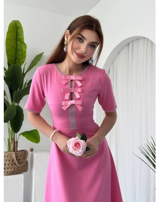 Wera Taşlı Fiyonk Detaylı Elbise