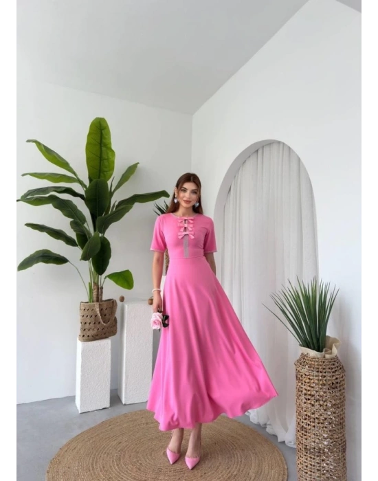 Wera Taşlı Fiyonk Detaylı Elbise