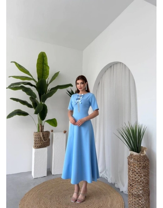 Wera Taşlı Fiyonk Detaylı Elbise