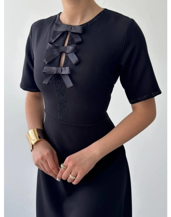 Wera Taşlı Fiyonk Detaylı Elbise