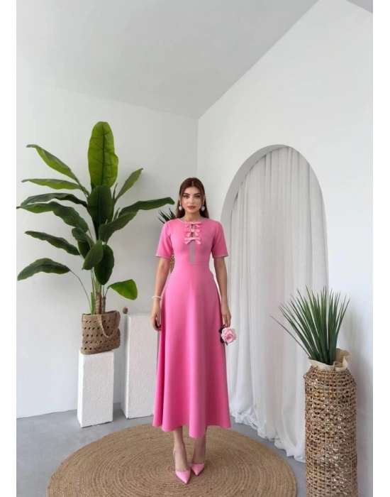 Wera Taşlı Fiyonk Detaylı Elbise