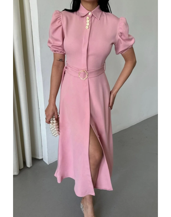 YAKA DÜĞE DETAYLI ELBİE Pembe
