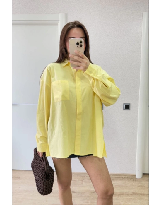 Yakalı Yandan Yırtmaçlı Gömlek  arı