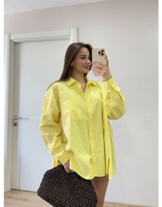 Yakalı Yandan Yırtmaçlı Gömlek  arı