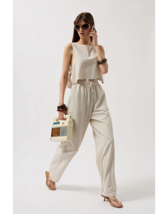 Yandan Bağlamalı Crop Bluz