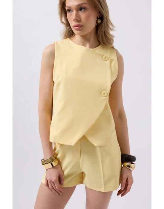 Yandan Düğmeli Dokuma Yelek