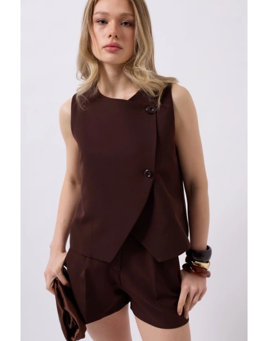 Yandan Düğmeli Dokuma Yelek