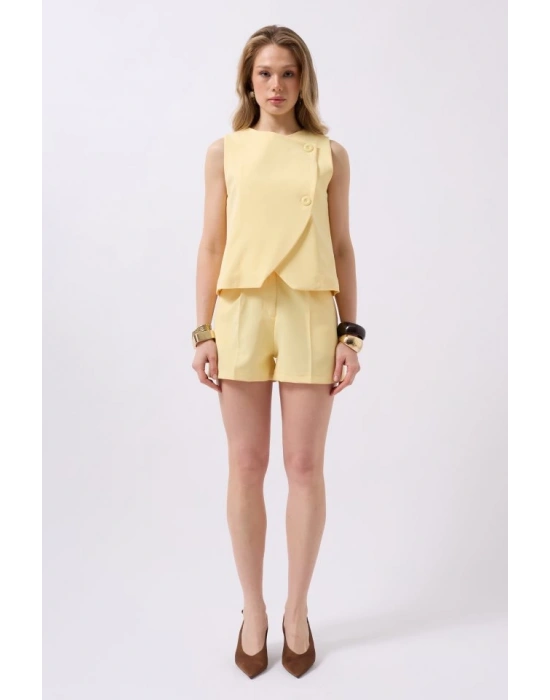 Yandan Düğmeli Dokuma Yelek