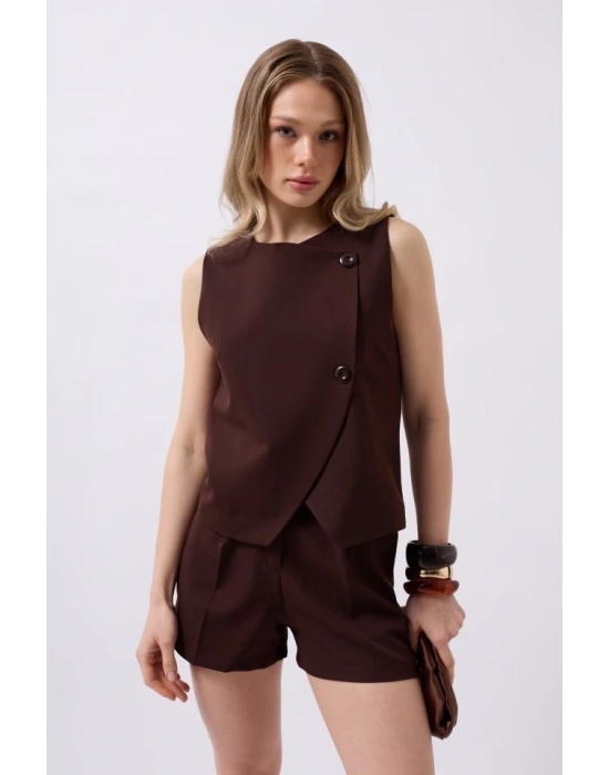 Yandan Düğmeli Dokuma Yelek