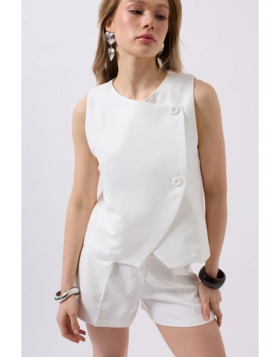 Yandan Düğmeli Dokuma Yelek