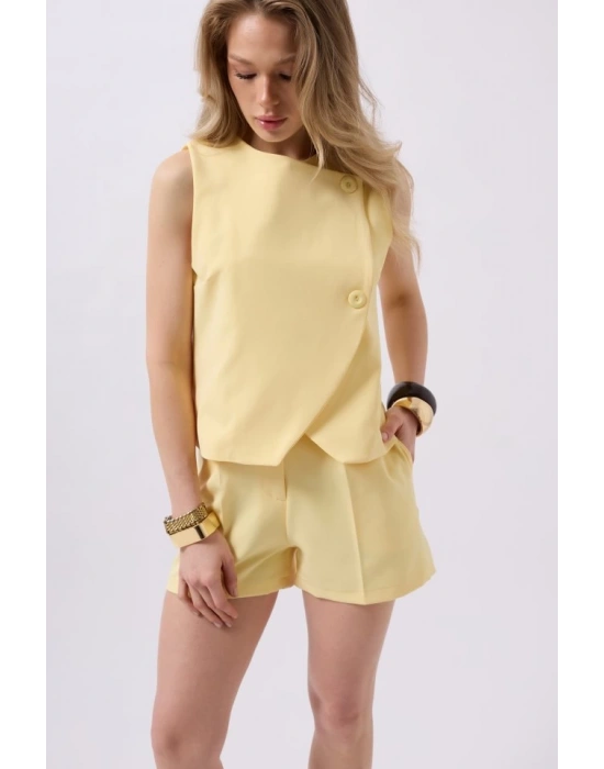 Yandan Düğmeli Dokuma Yelek