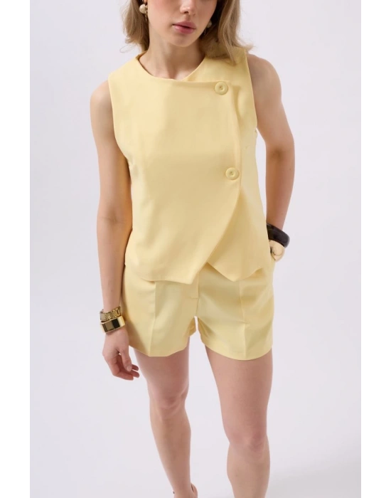 Yandan Düğmeli Dokuma Yelek