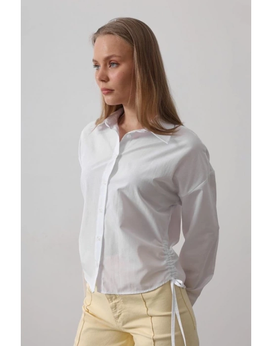 Yanları Bağlamalı Basic Gömlek  Beyaz