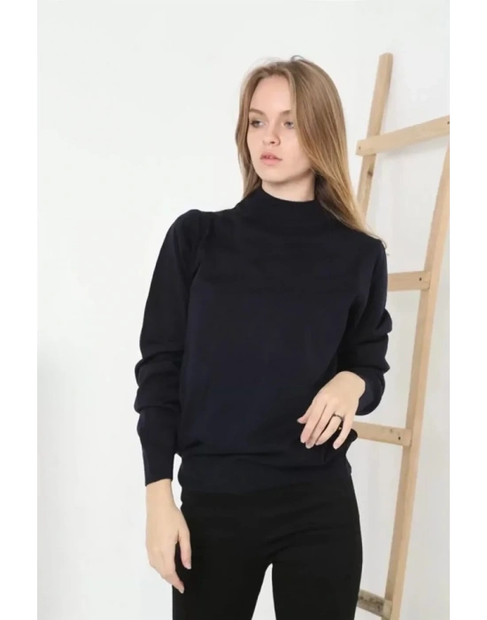 Yarım Balıkçı Yaka Triko Kazak  acivert