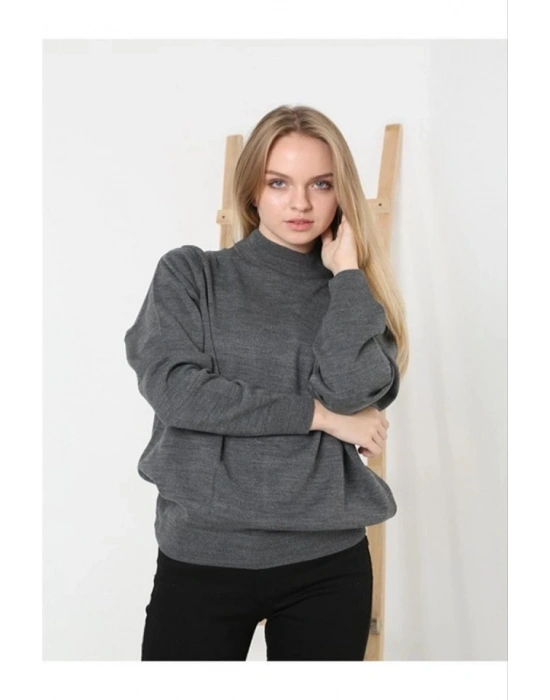 Yarım Balıkçı Yaka Triko Kazak  Füme