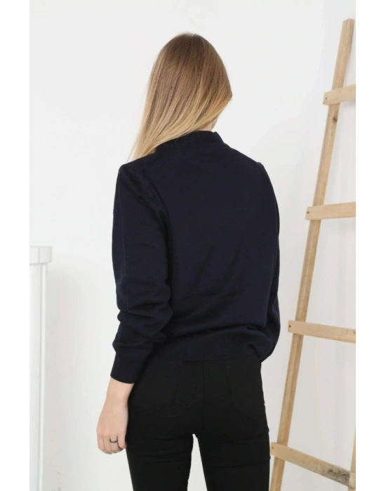 Yarım Boğaz Triko Kazak Yumuşak Dokulu Pamuklu Ince Dokuma, Uzun Kollu Rahat Regular Kalıp  iyah