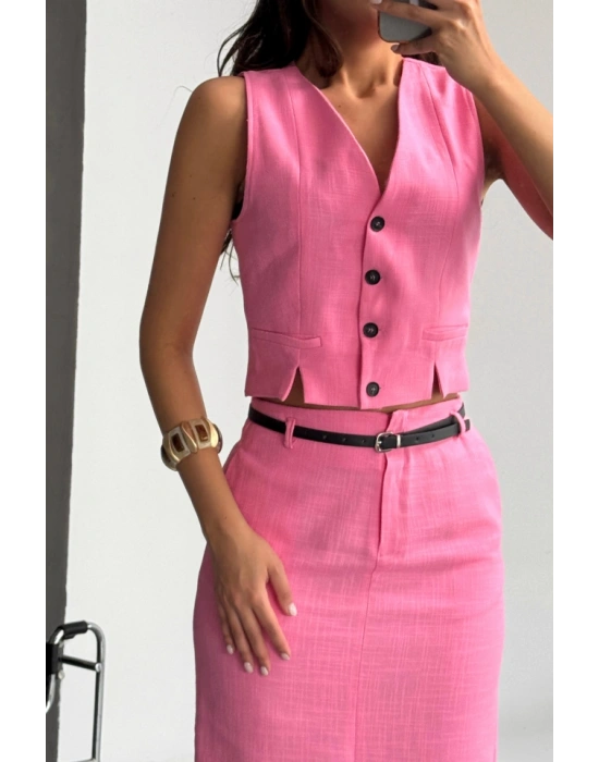 YEEKÖNDEN YIRTAÇI ETEK TK ŞANTUK KETEN  Pembe