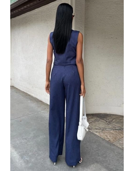 Yeleği Çapraz Detay Düğmeli Cepli Yelekli Takım 10150