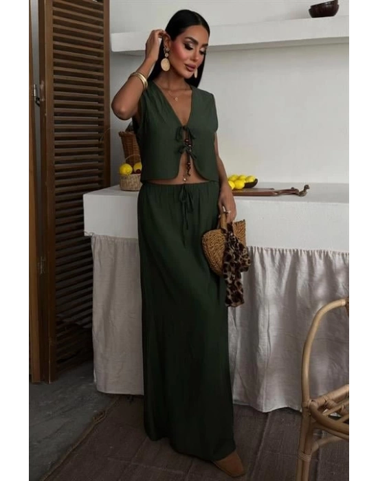 Yelek Önden Bağlamalı Uzun Etekli Takım 10192