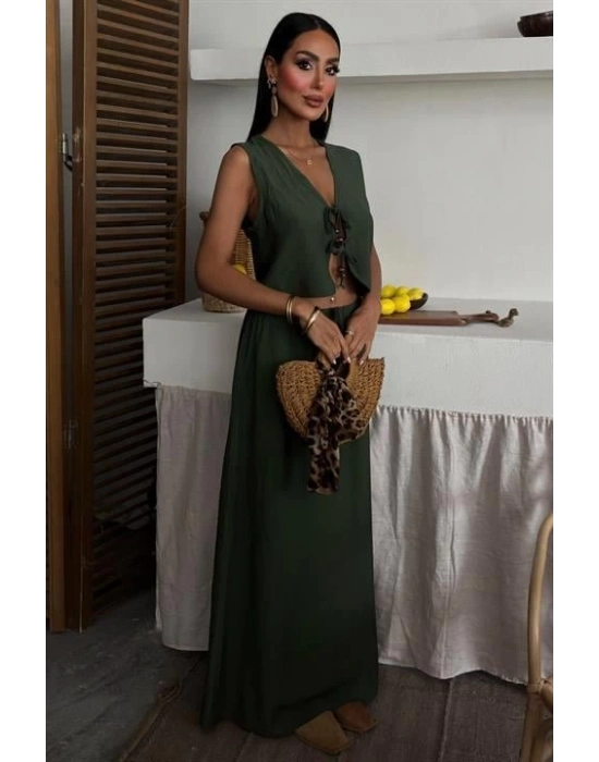 Yelek Önden Bağlamalı Uzun Etekli Takım 10192