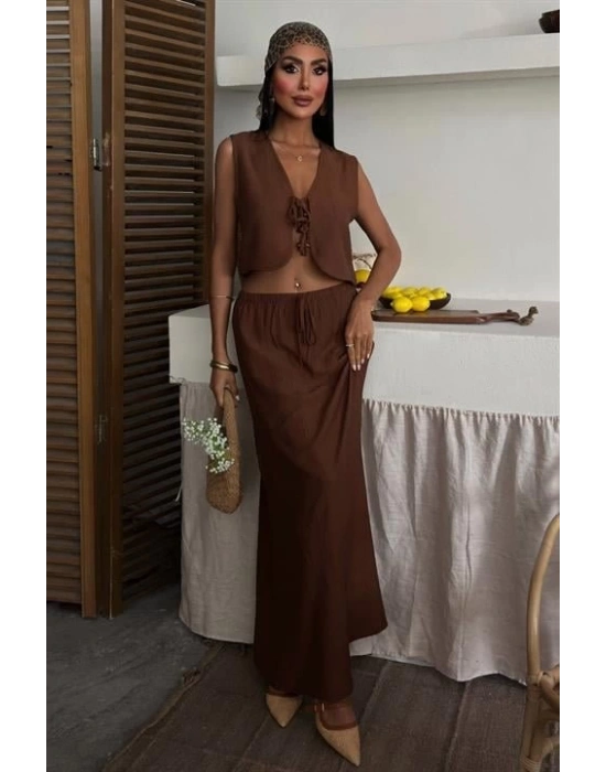 Yelek Önden Bağlamalı Uzun Etekli Takım 10192