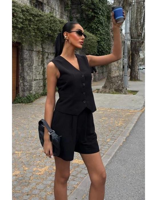 Yelek Şort Flamlı Keten Takım 1013317