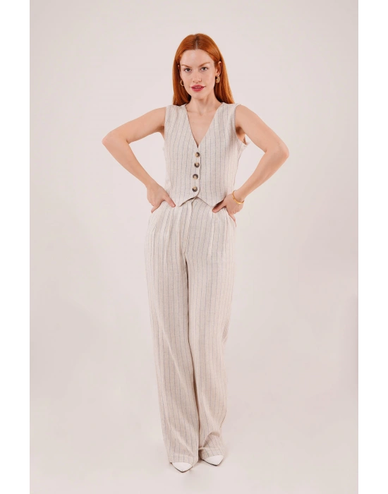 Yelek Ve Pantolon avi Şeritli İkili Takım