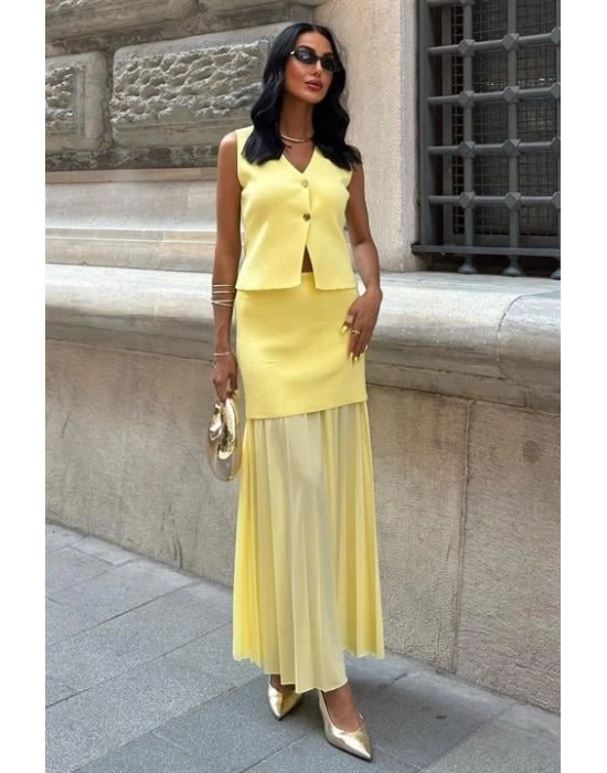 Yelekli Ve Pilise Etekli Triko Takım 10001