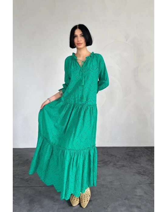 Yeşil Dantelli New Elbise