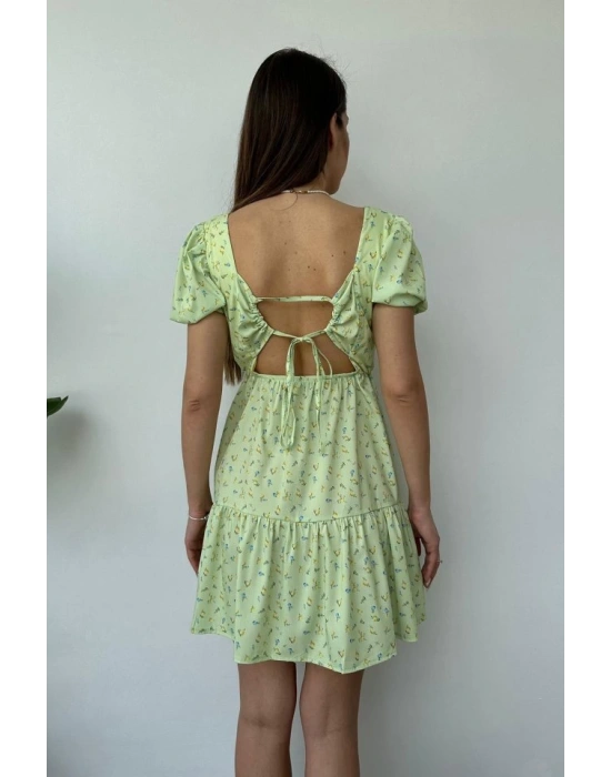 Yeşil ırt Dekolteli Elbise