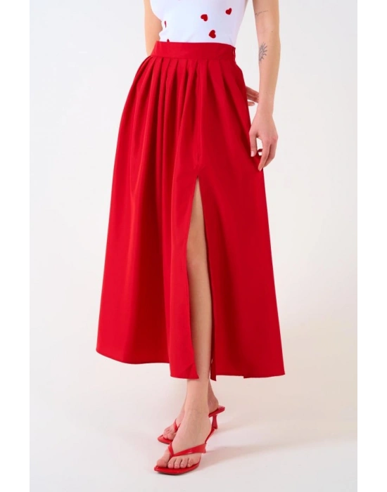 Yırtmaçlı Etek  Kırmızı