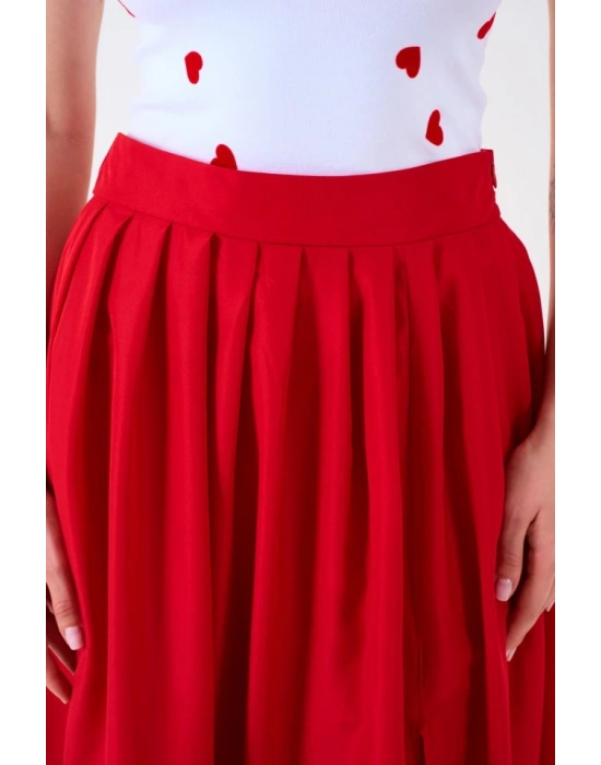 Yırtmaçlı Etek  Kırmızı
