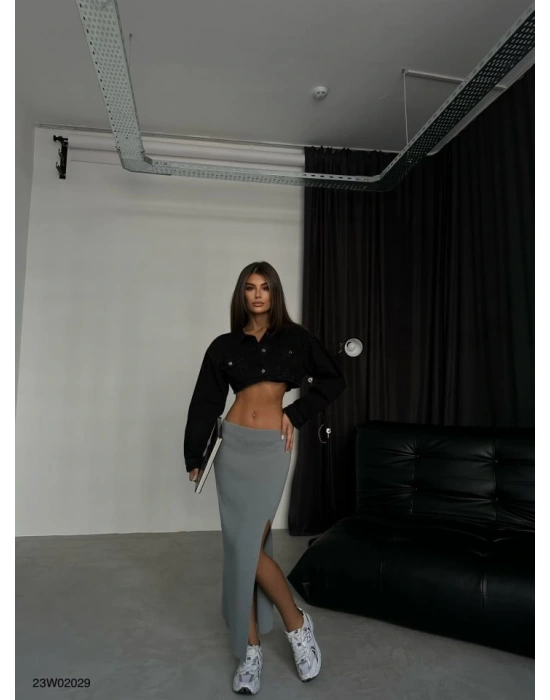 Yırtmaçlı Midi Boy Etek