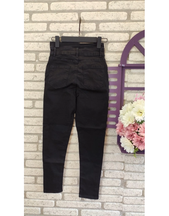 Yüksek Bel Düğme Ve Yırtık Detaylı Kot Pantolon Jean 92cm