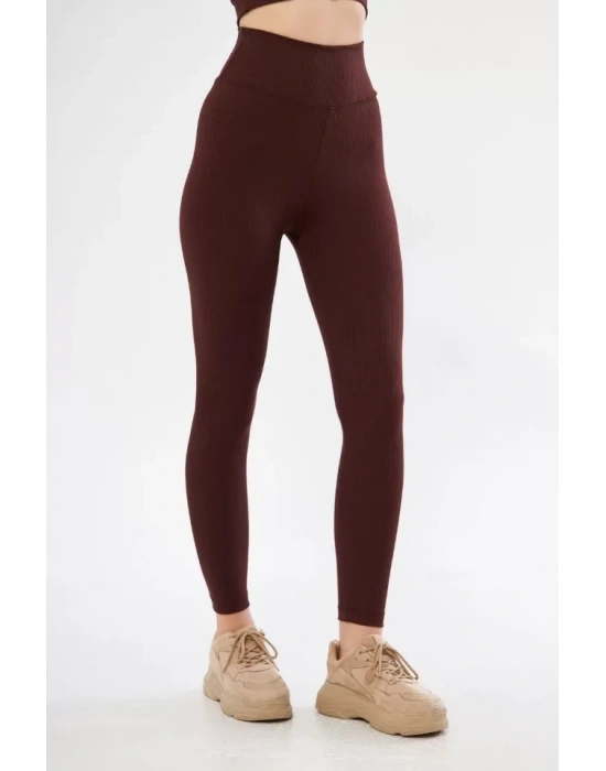 Yüksek Bel Fitilli Tayt  Bordo