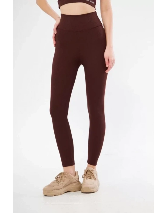Yüksek Bel Fitilli Tayt  Bordo