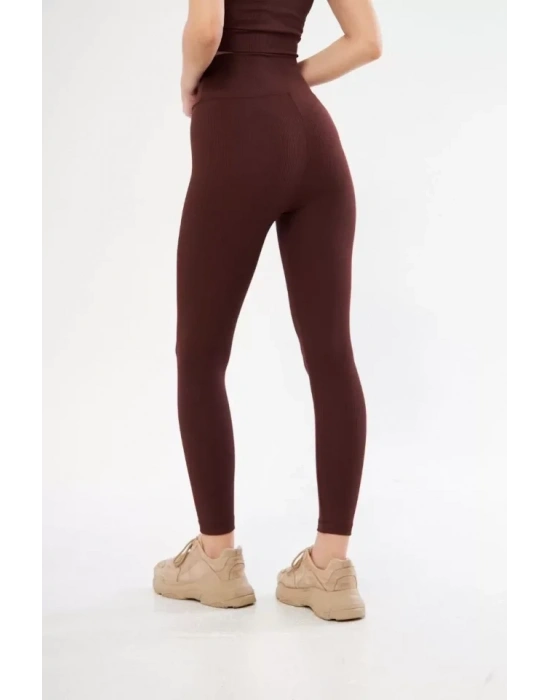 Yüksek Bel Fitilli Tayt  Bordo