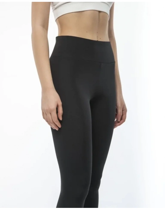 Yüksek Bel Geniş Kemer Dalgıç Tayt  iyah