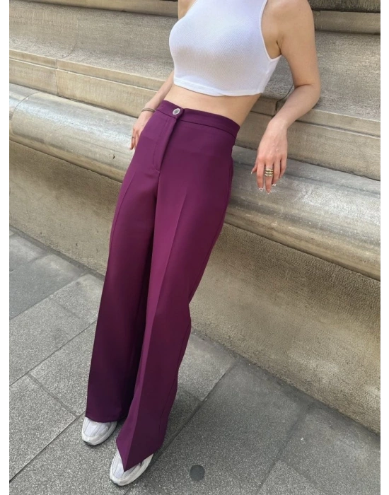 Yüksek Bel Palazzo Metal DüğmePantolon