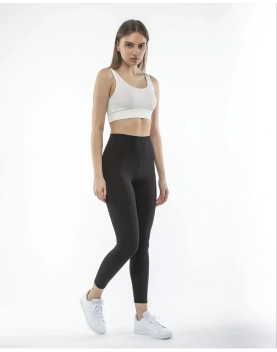 Yüksek Bel porcu Düz Tayt  iyah