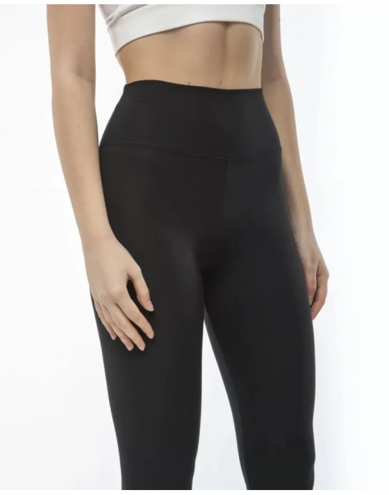 Yüksek Bel porcu Düz Tayt  iyah