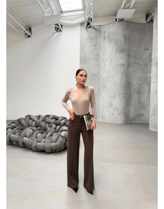 Yüksek Bel Straight Fit Palazzo Pantolon