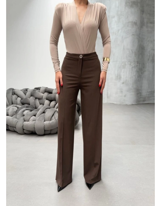 Yüksek Bel Straight Fit Palazzo Pantolon