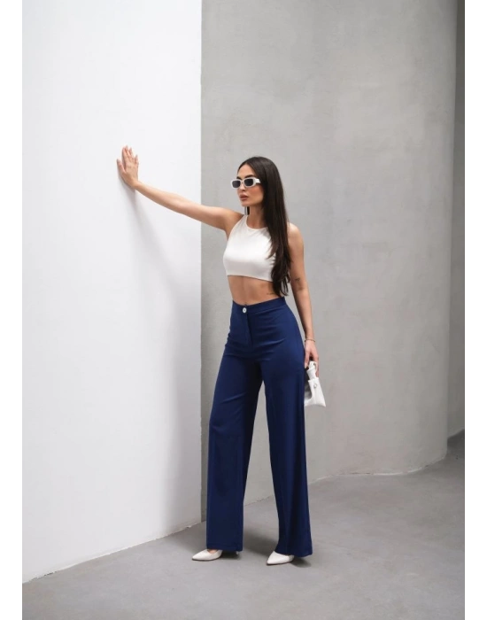 Yüksek Bel Straight Fit Palazzo Pantolon