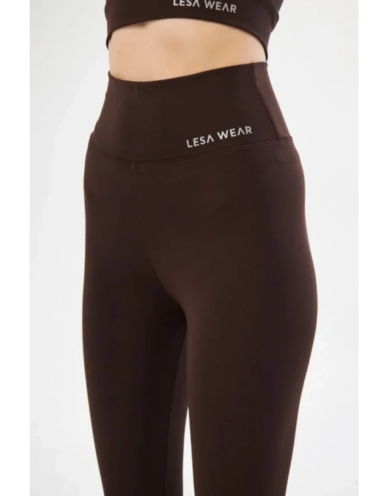 Yüksek Bel Toparlayıcı ikralı Dalgıç Spor Tayt Esnek Rahat Kalıp  Kahve